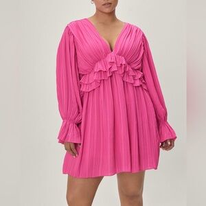 Nasty Gal Vibrant Pink Long Sleeve Dress